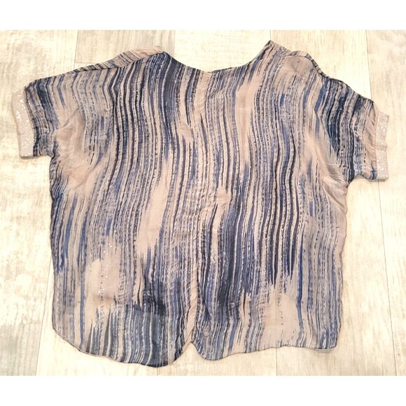 Tempo Paris Size S Silk Blend Pullover Top Lined Sequin Relaxed Overlay Italy - Picture 8 of 9